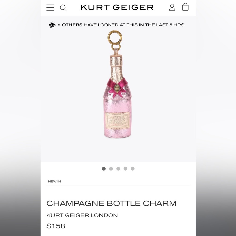 Kurt Geiger Pink Champagne Bottle Bag Charm